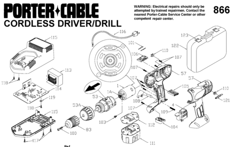 Page A Diagram and Parts List for 9866 2 Porter Cable Electric Drill